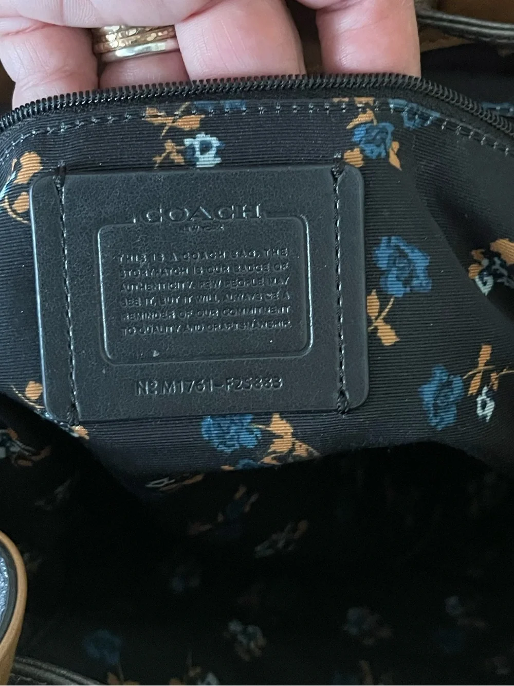 COACH Billie Blue Denim Leather Turnlock Drawstring Backpack F25883